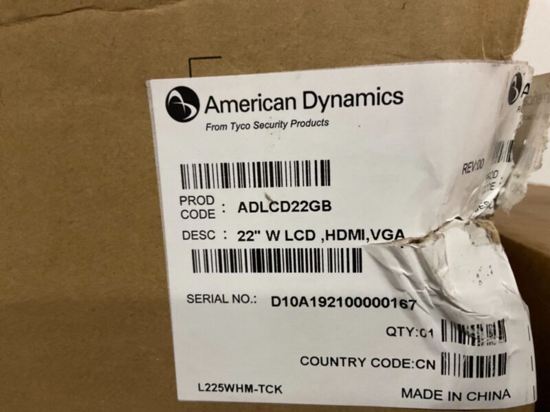 American Dynamics ADLCD22GB 22" W LCD 1920 x 1080 FHD LED, DVI-D, VGA, Audio