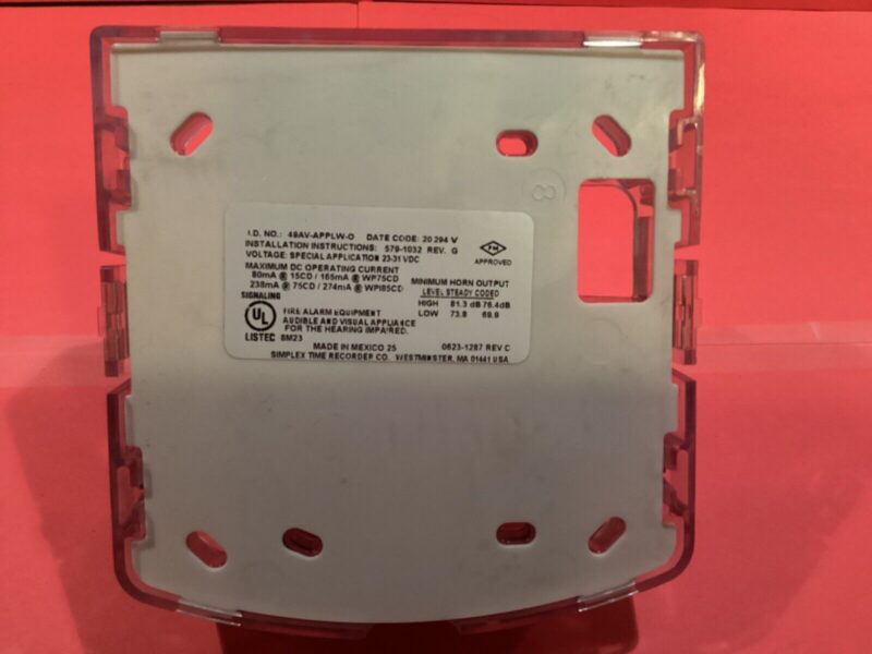 Simplex 49AV-APPLW-O - WITHE HORN STROBE WALL MT WEATHERPROOF - Image 2