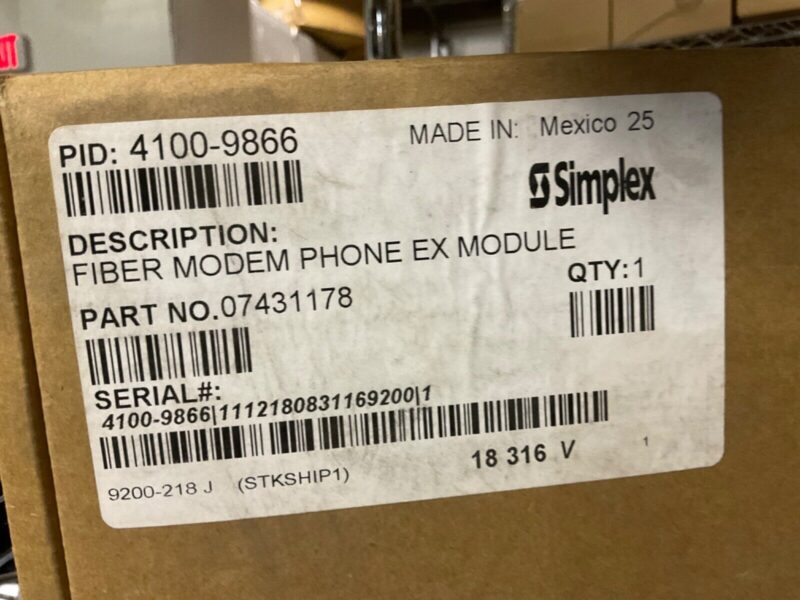 Simplex 4100-9866 Fiber Modem Phone EX Module