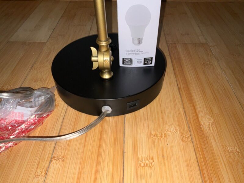 Rivet Modern Table Desk Lamp Brass Finish & USB Charge Port with LED Bulb. NEW!! - Image 4