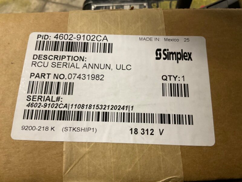 SIMPLEX 4602-9102CA RCU SERIAL ANNUN, ULC