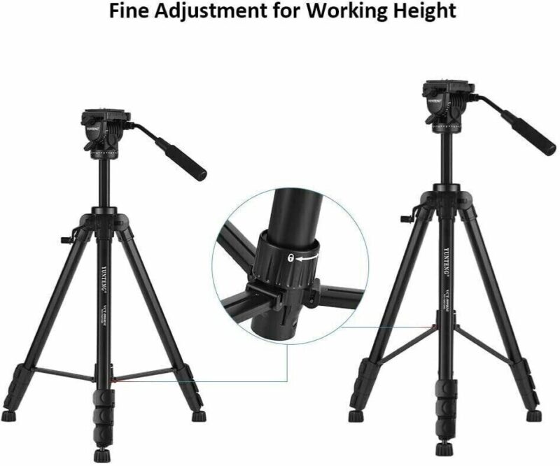 Yunteng 81” Professional Aluminum Alloy Video Tripod W/ Carrying Bag - Image 4