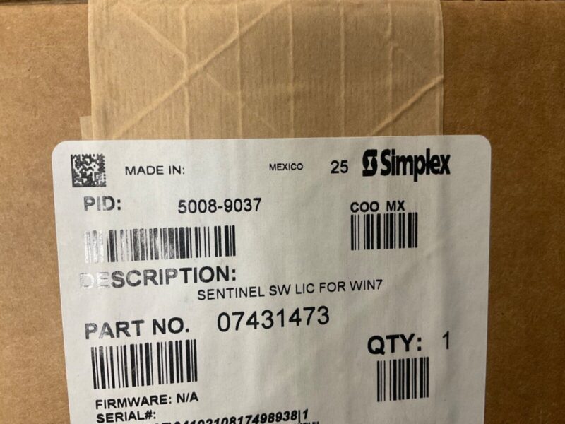 Simplex 5008-9037 Sentinel Software License/Activation for Sentintel Touch