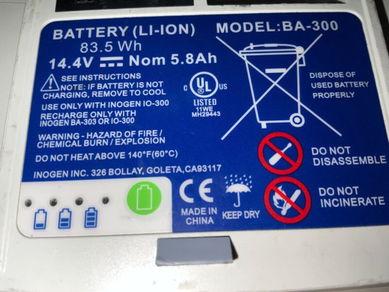 Inogen BA-300 8 Cell Battery for One G3 UNTESTED/ FOR PARTS/REBUILDING