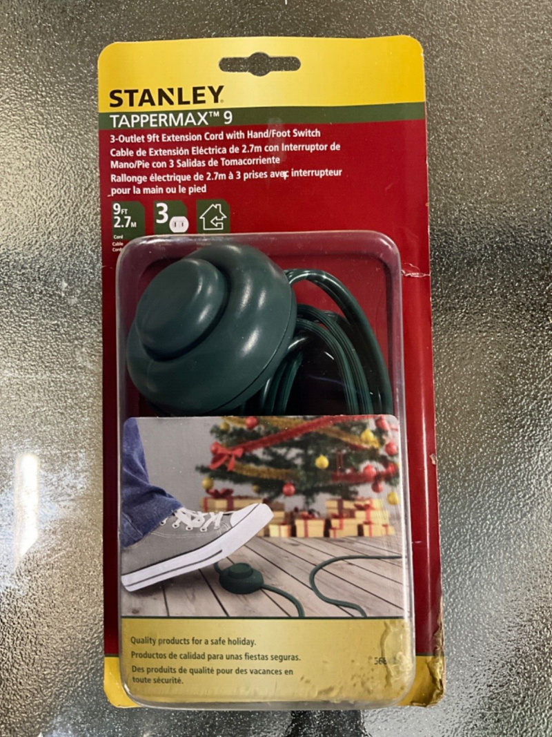 STANLEY Tapper Max 9 ft 3-Outlet Power Extension Cord Hand Foot Tap Light Switch