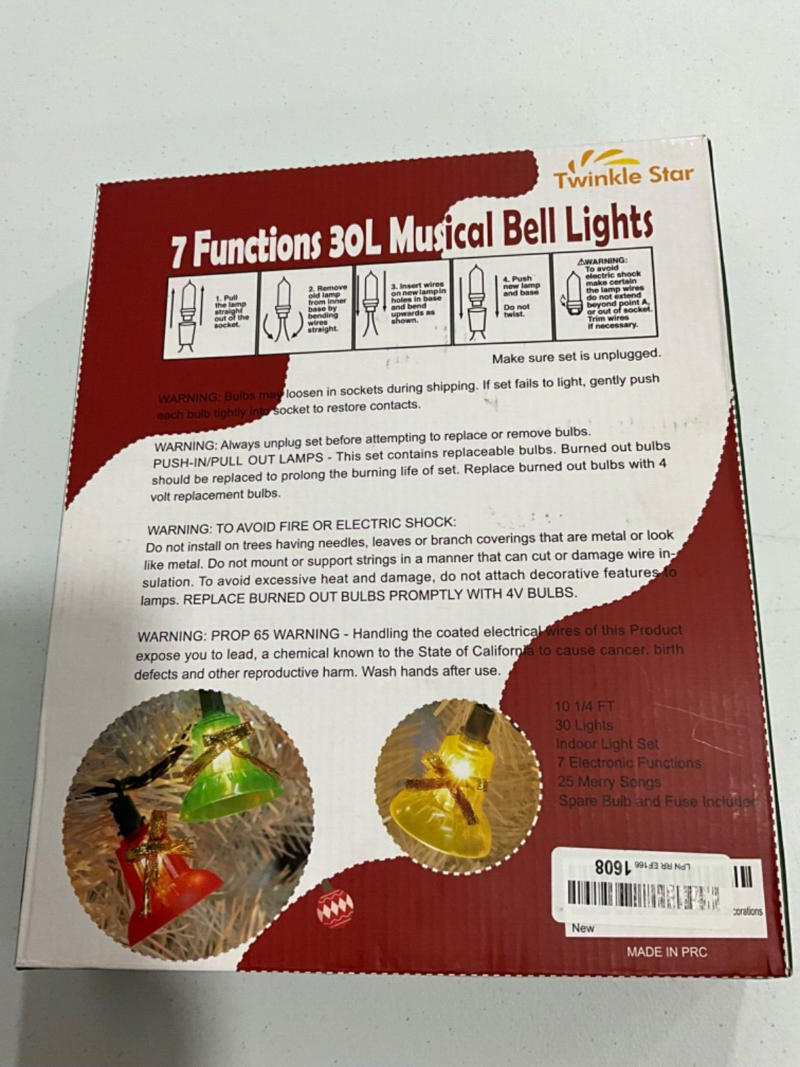 Twinkle Star 7 Functions 30L Musical Bell Lights Open Box - Image 3