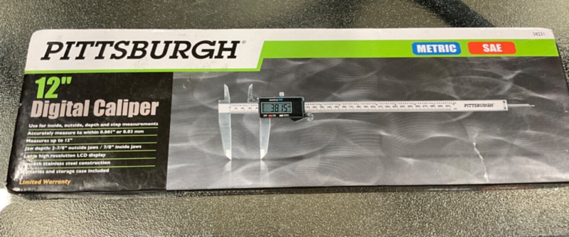 Pittsburgh 12” Digital Caliper Stainless Steel Battery Case