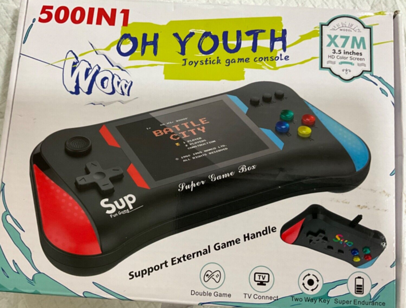 WOW JOYSTICK GAME CONSOLE 500IN1 X7M 3.5 INCH (Black)