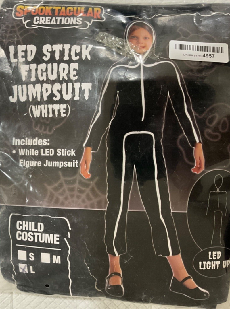 Spooktacular Creations LED Stick Figure Jumpsuit White Size L