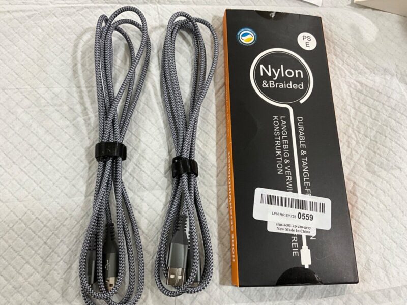 Nylon & Braided USB C Fast Charging Cable 2pack Open Box
