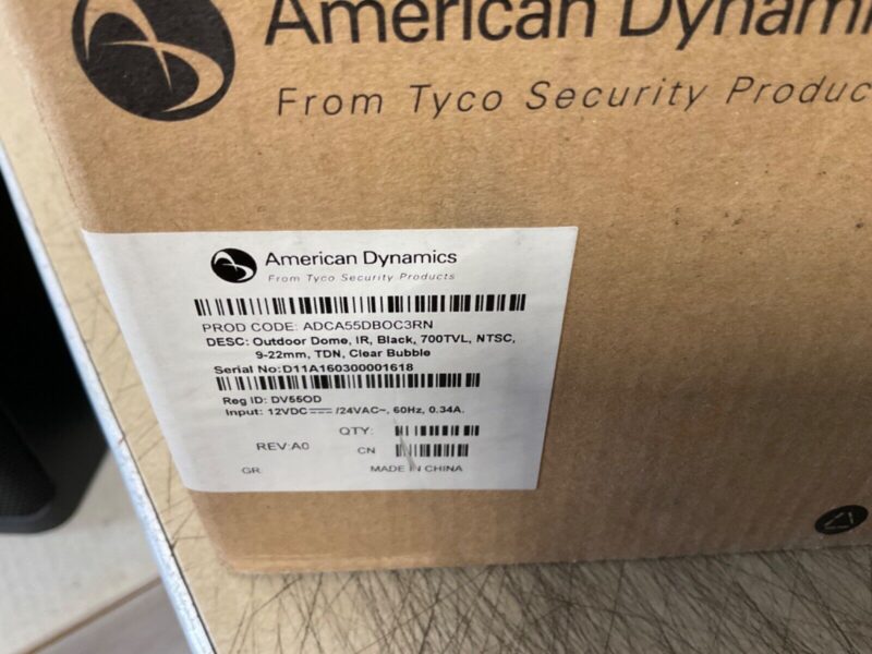 American Dynamics ADCA55DBOC3RN Outdoor Dome, IR, Black, 700TVL 9-22mm Camera - Image 2