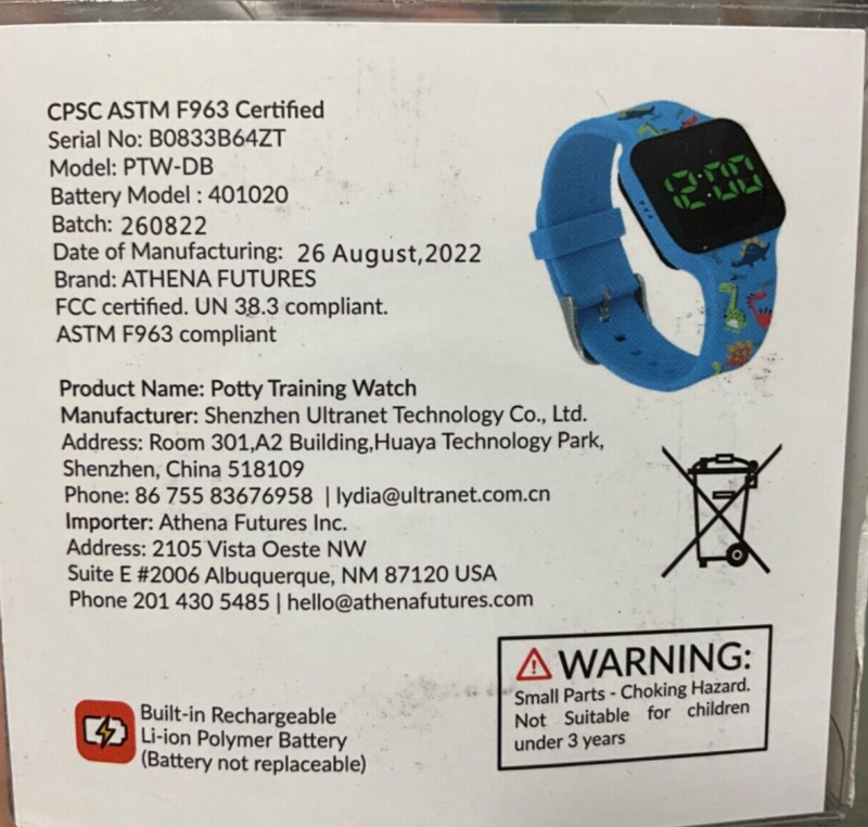 Potty Training Timer Watch Blue Dinosaurs