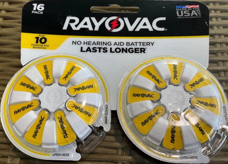 RAYOVAC Hearing Aid Batteries Size 10 pack of 16 [ Expire 2026 ]