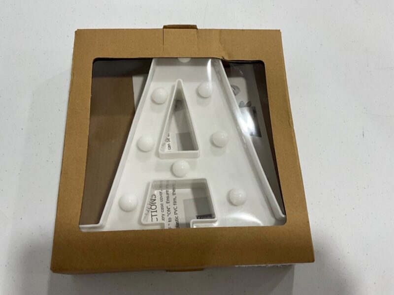Decorative White Letter A with Lights Open Box
