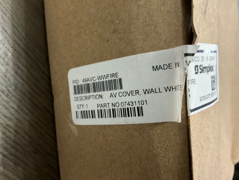 SIMPLEX Tyco Fire Alarm 49AVC-WWFIRE Cover Wall White Fire