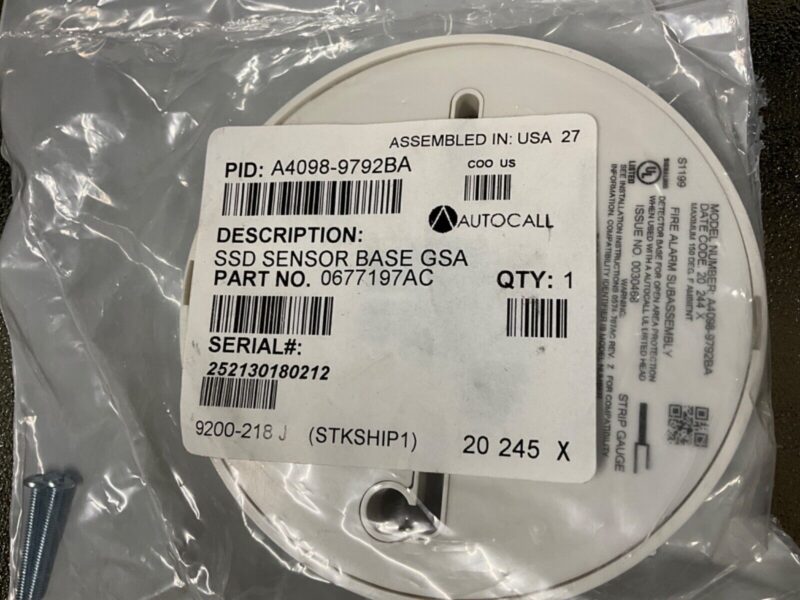 AUTOCALL A4098-9792BA SSD SENSOR BASE GSA