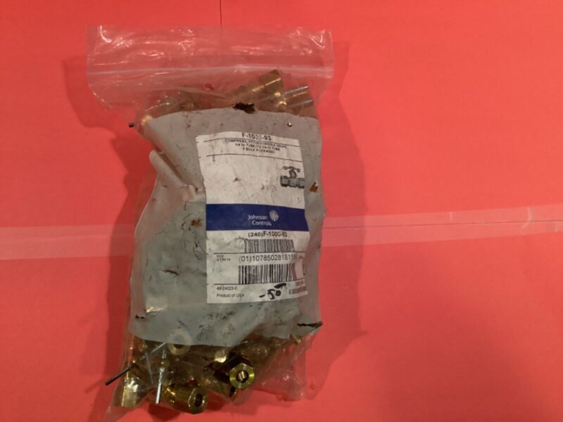 JOHNSON CONTROLS F-1000-93 COMPRESS,FITTING NEEDLE VALVE 1/4 IN TUBE TO 1/4 IN